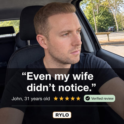 Avis client vérifié — John, 31 ans : « Even my wife didn't notice. » — RYLO tinted hair & scalp concealer
